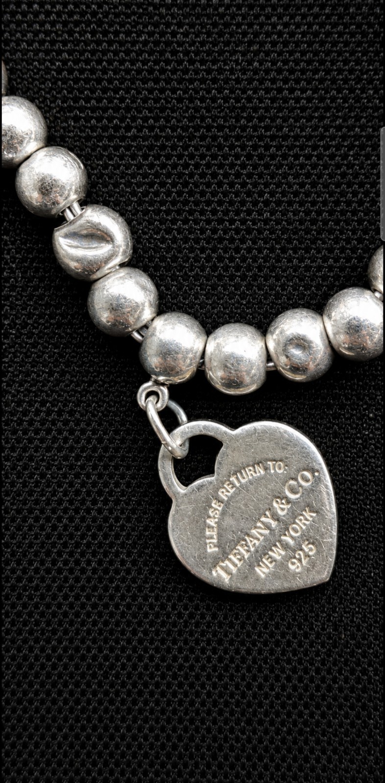 Authentic Tiffany & Co. Sterling Silver Heart Tag Charm Bracelet 7″ .925
