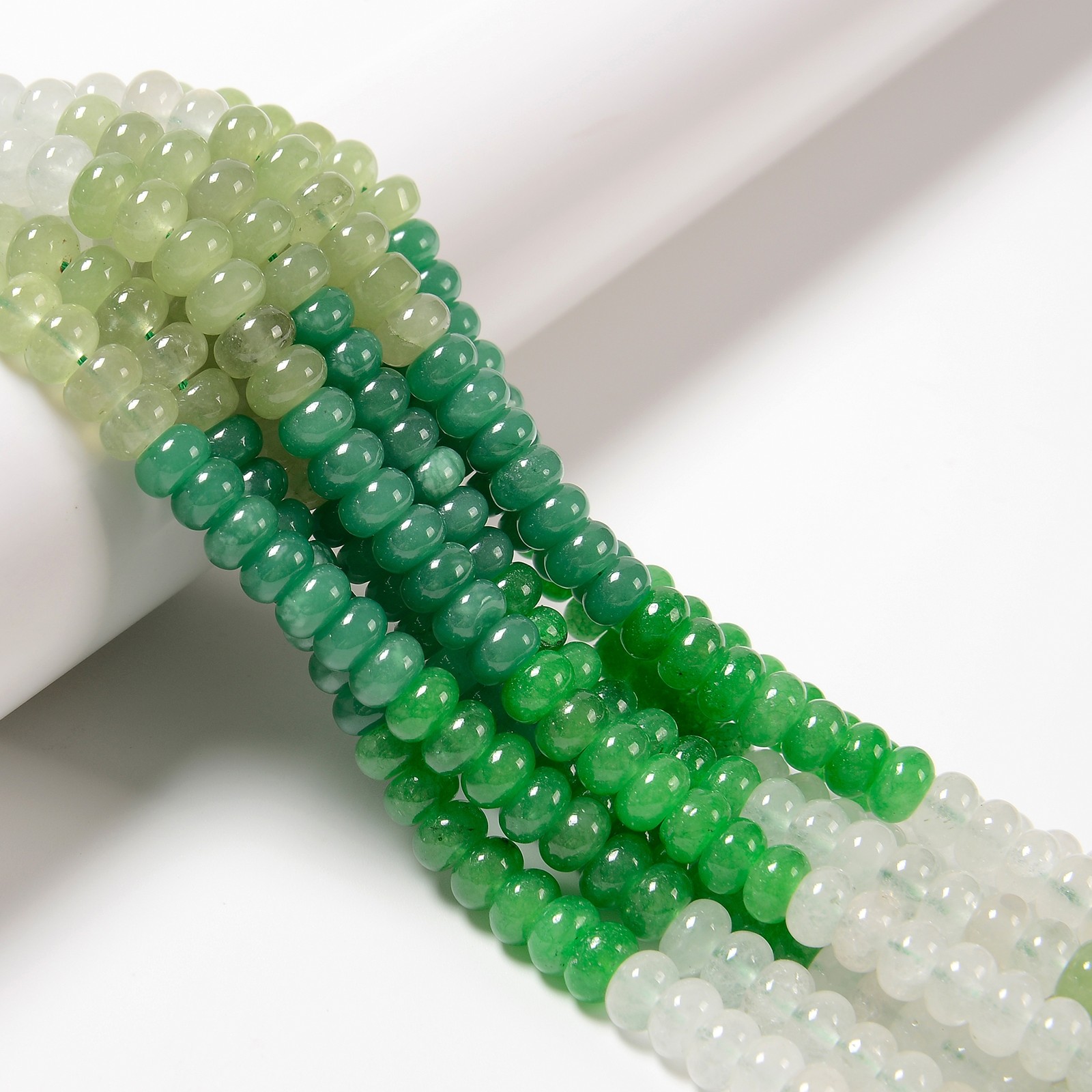 04-Multi-color Dyed Jade Smooth Rondelle Beads Size 5x8mm 15.5” Strand