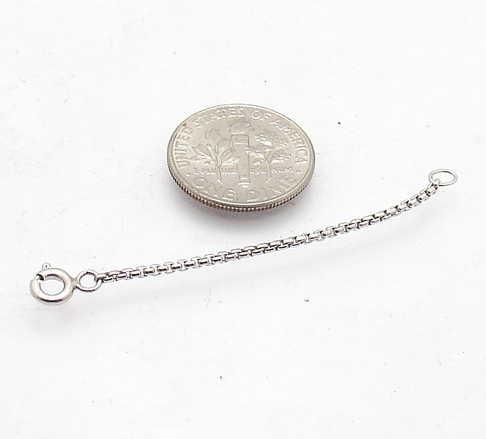 1.3mm Round Box Extender 4 Bracelet Necklace Chain Pendant Real 14K White Gold