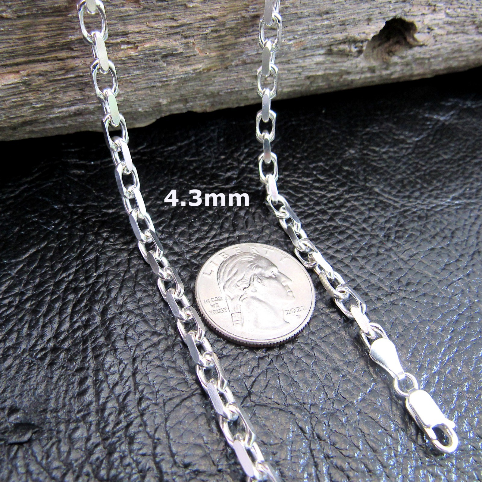 Solid 925 Sterling Silver Men’s Italian Forzatina / Anchor / Cable Link Chain