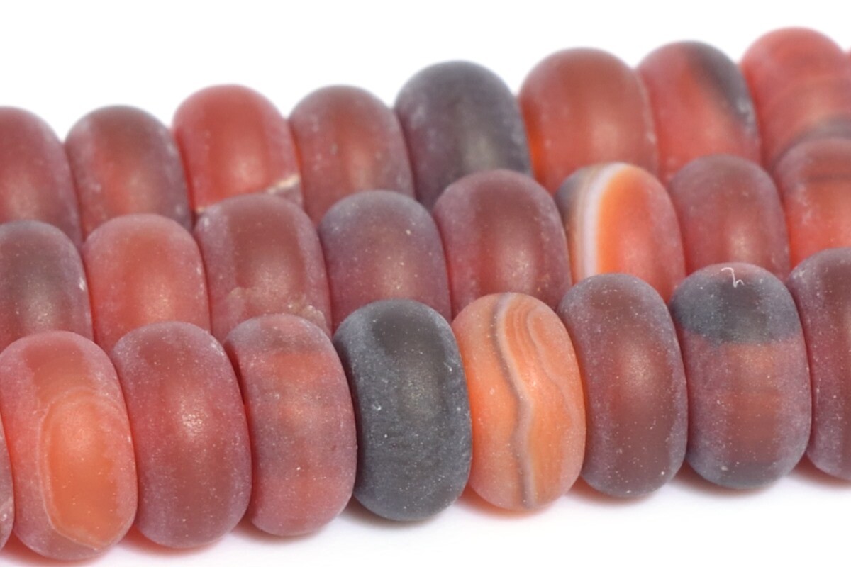 Natural Matte Dark Red Striped Agate Beads AAA Rondelle Loose Beads 6x3MM 8x4MM