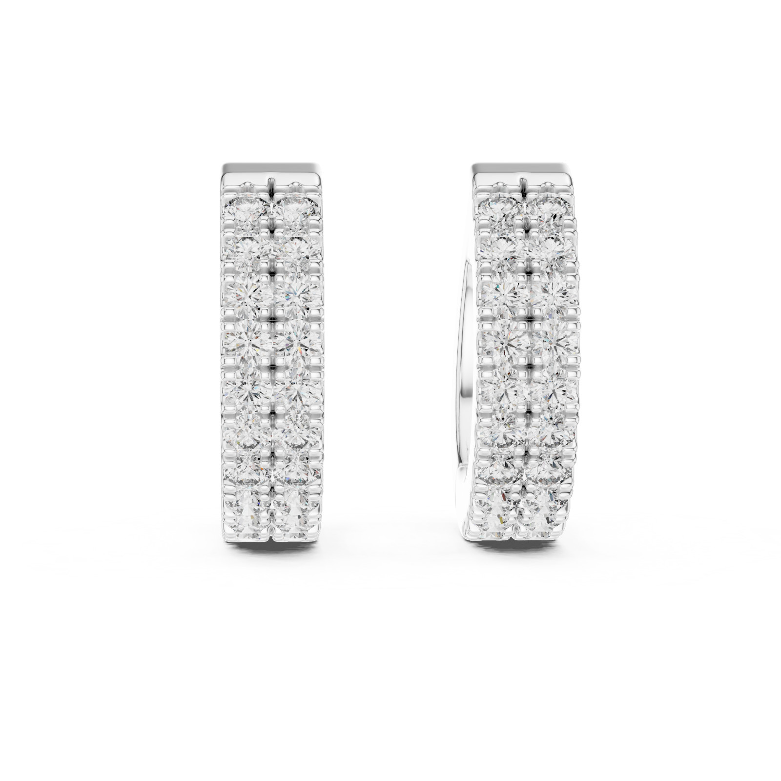 Lab Created Genuine Diamond Hoop Earrings in 925 Solid Sliver