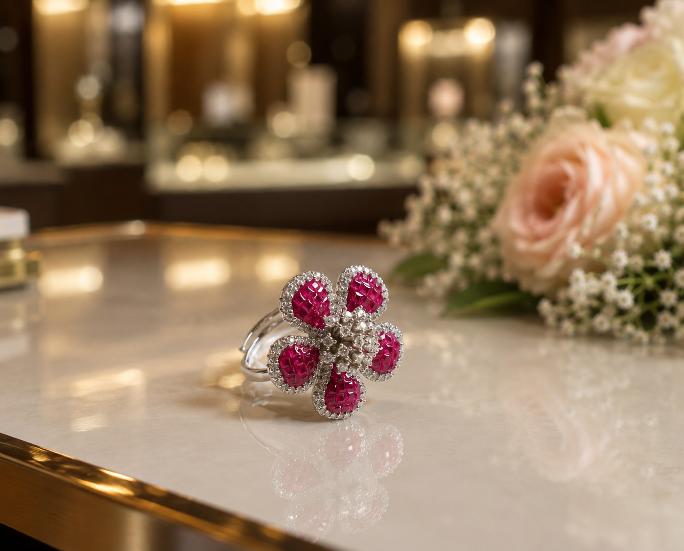 IGL Certified 4.30 Ct Natural Ruby & Diamond Wedding Gift Ring 14K White Gold 7