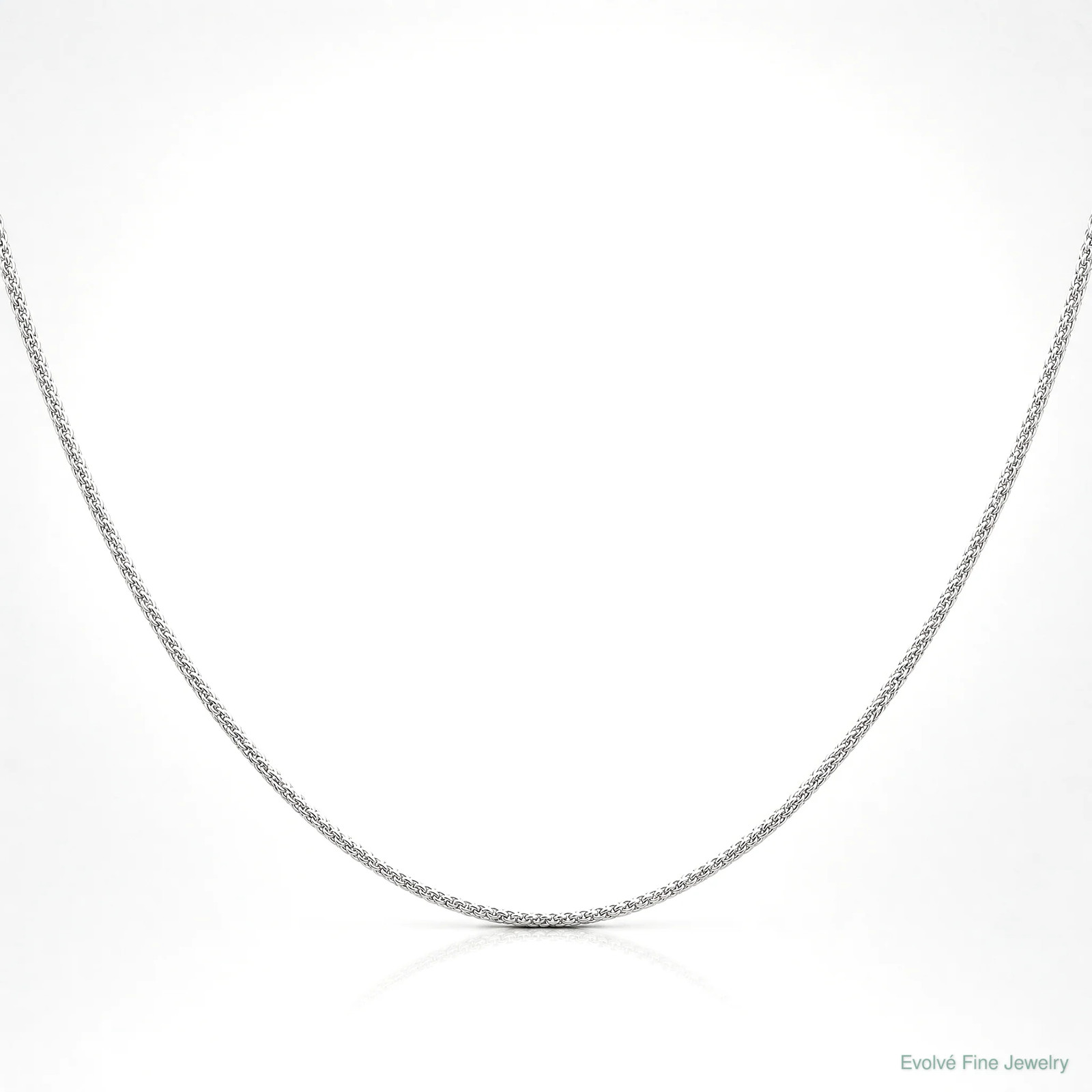 14K White Gold .85mm Spiga With Spring Ring Clasp Chain Necklace 16″-30″