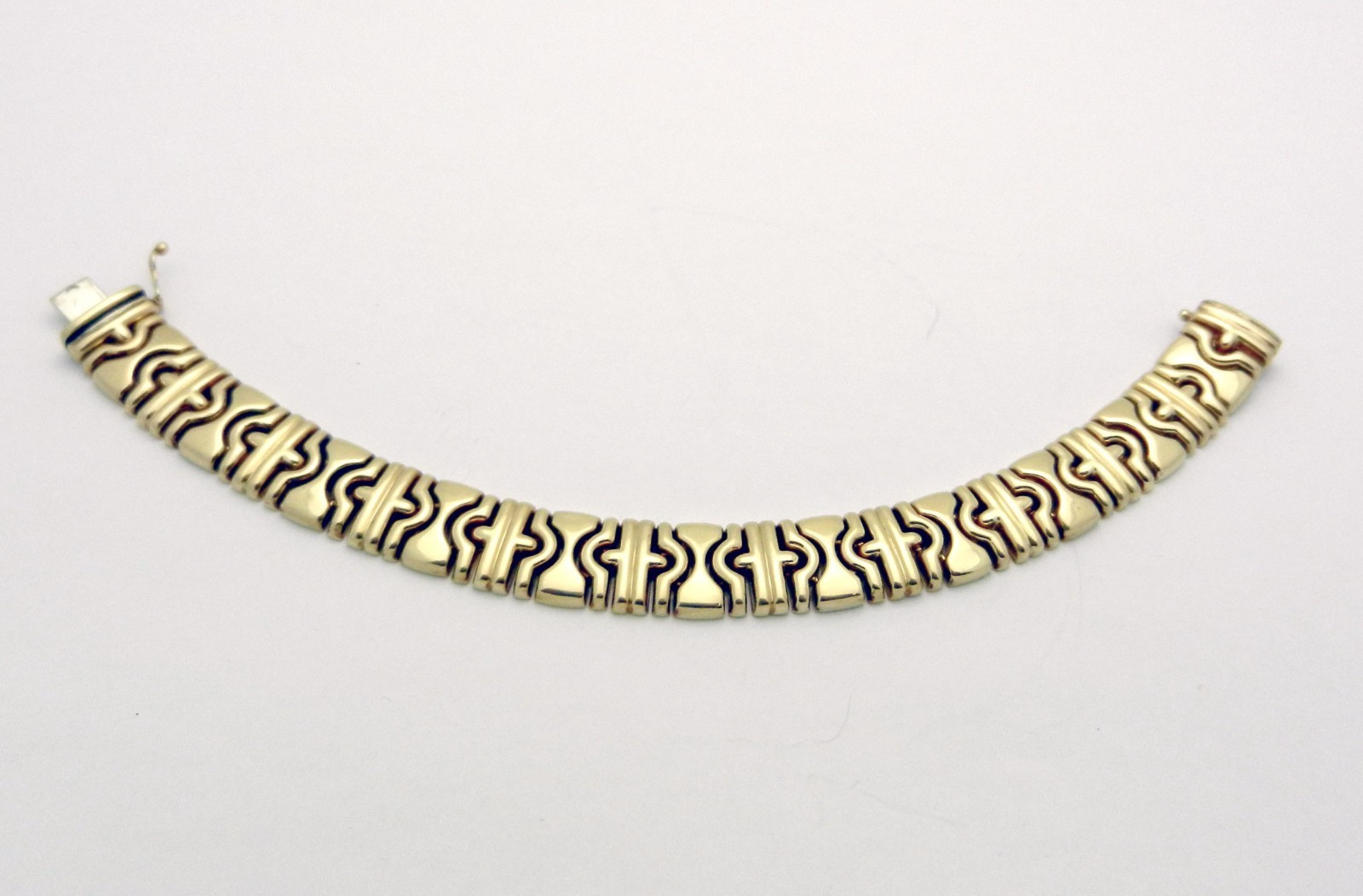 Beautiful 14k Yellow Gold FANCY Link Bracelet Made in Italy 7″ lg 28.5 grams