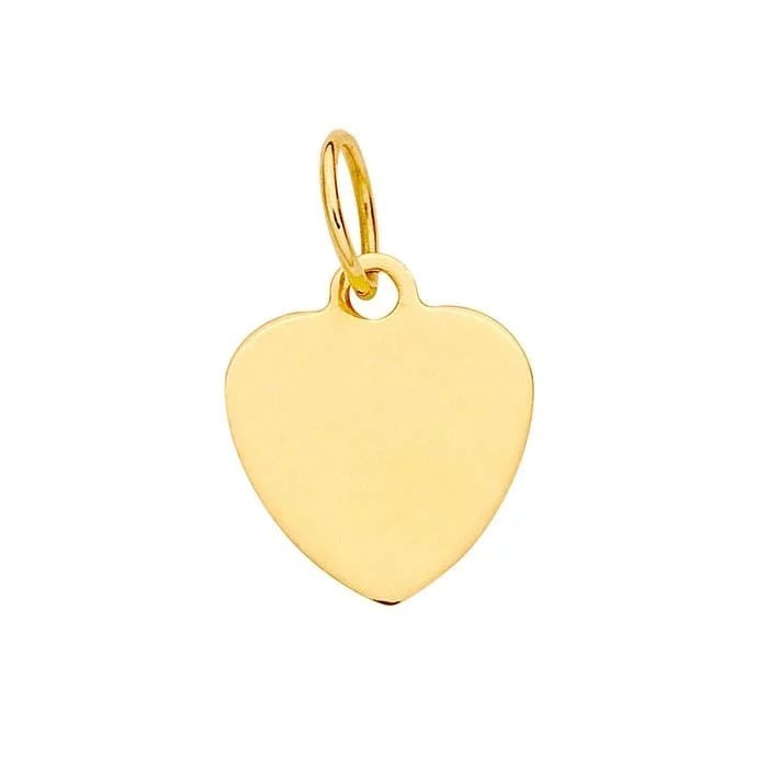 14k Yellow Gold Petite Flat Heart Charm 9.3×7.9mm