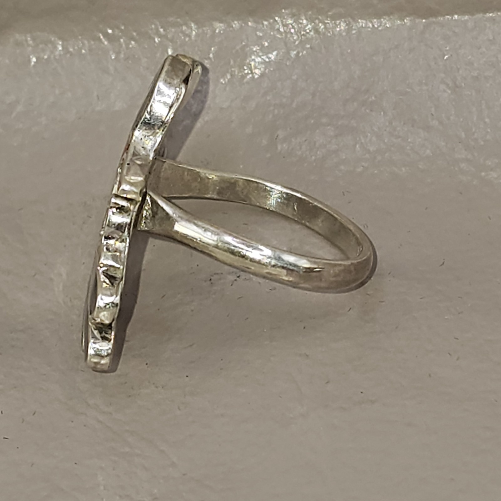 Native American ​Zuni Made Inlay Hummingbird Sterling Ring Multi Stone Size 7.75