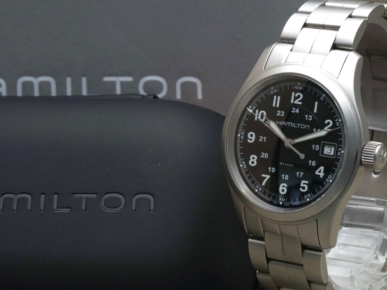 Hamilton Khaki Field H682011 Quart Men’s Watch 38mm Black Dial Date From JAPAN