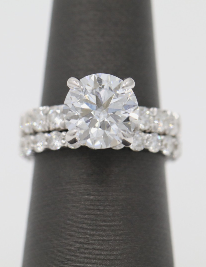 3.02ct VVS1 Lab Grown Diamond Wedding Set 18k White Gold Rings Size 6