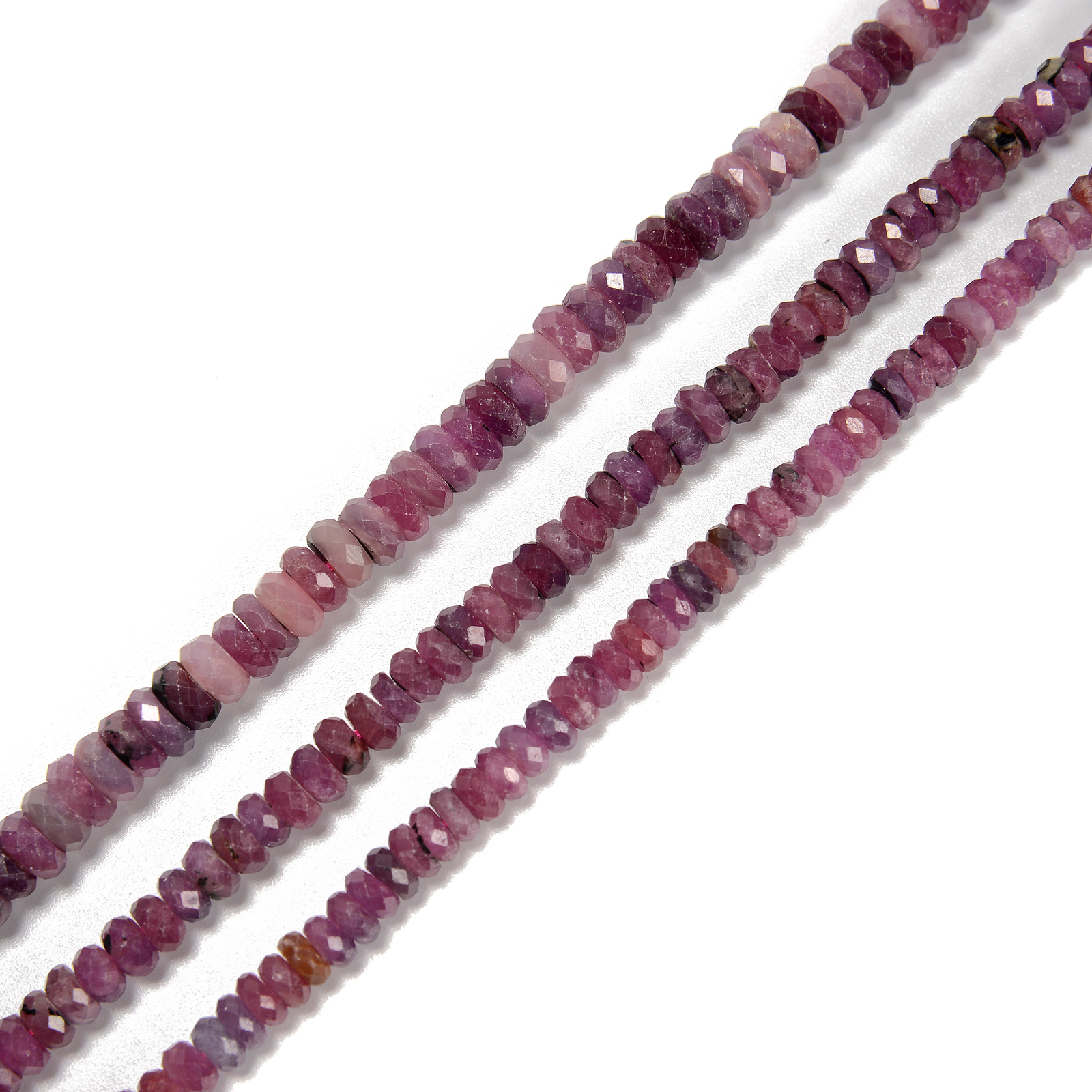 Genuine Ruby Faceted Rondelle Beads Size 2.5×3.5mm 3.5×5.5mm 4×6.5mm 15.5” Strd