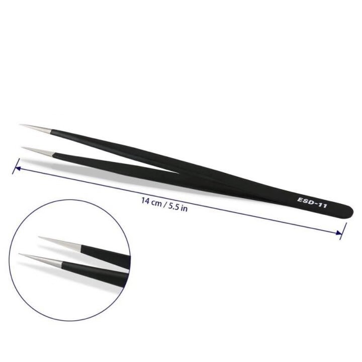 6Pcs ESD Anti-static Tweezers Set Maintenance Repair Stainless Steel Tools Kit
