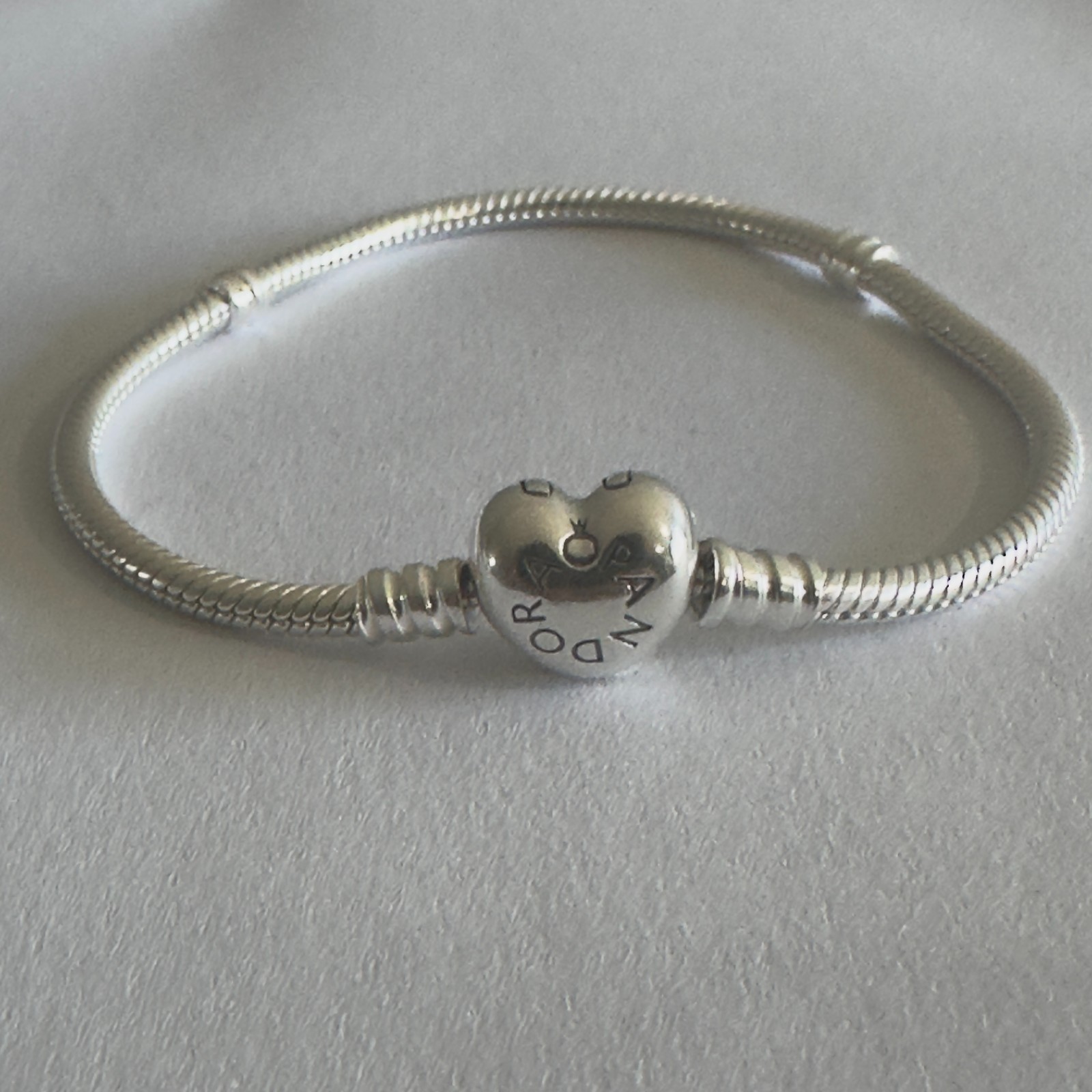 NEW Authentic Pandora Silver Bracelet HEART CLASP #590727CZ, Clear CZ