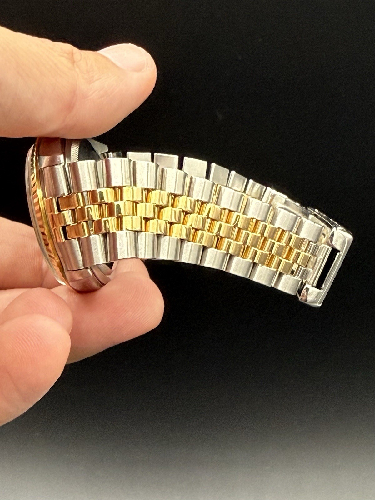Rolex Datejust 16233 Two-Tone 36mm Champagne Stick Dial Jubilee Watch No Holes
