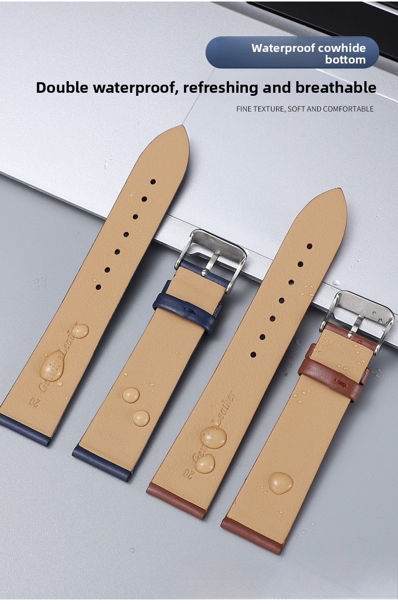 Quality Thin Soft Genuine Leather Watch Band Strap multicolour 12-24mm Universal