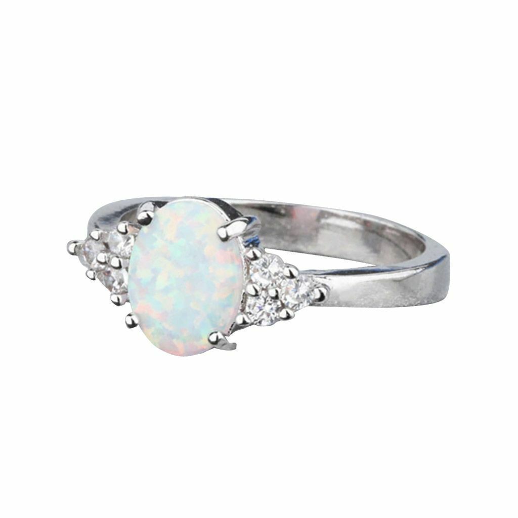 Fire Opal Ring in 925 Sterling Silver Gemstone Jewelry Ring Size 6/7/8/9 /10