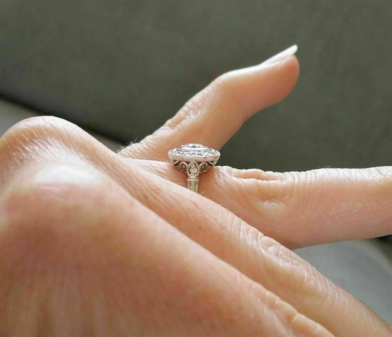 2Ct Lab Created Diamond Antique Engagement Ring 14K White Gold Over