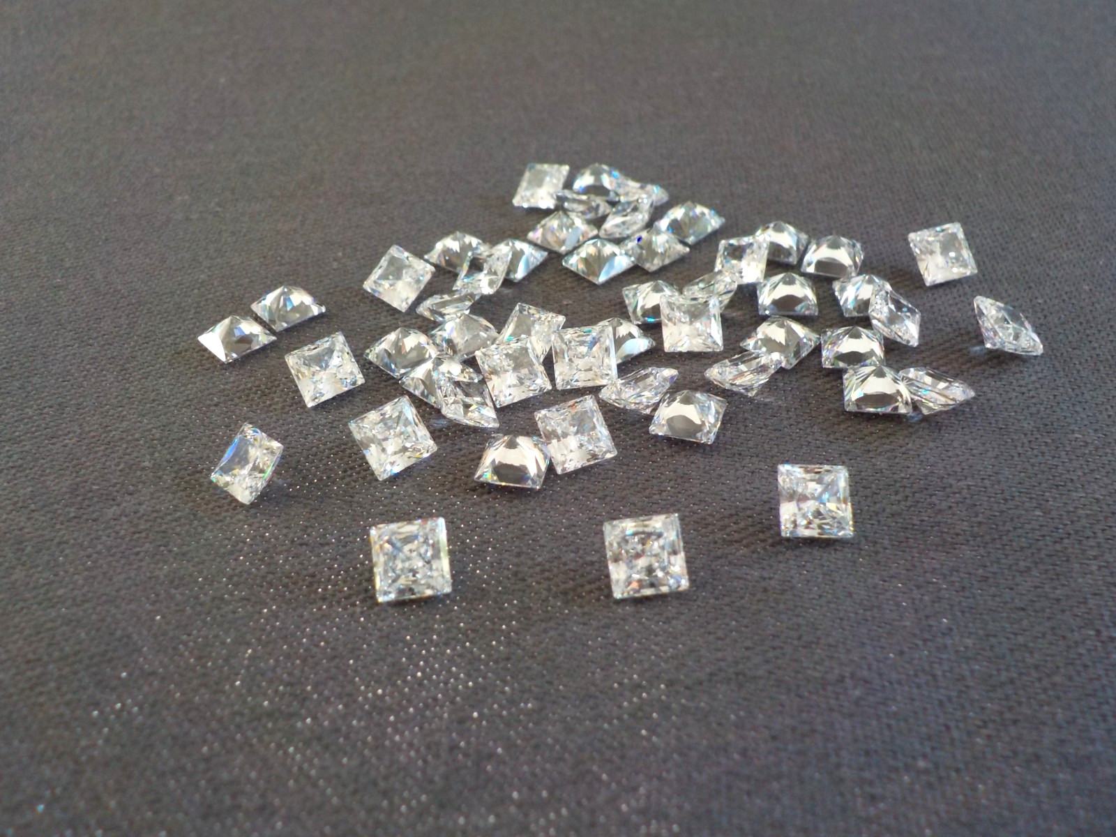 Square Cubic Zirconia Clear Stone 5 mm Pointed Back No Holes Total 12 Pieces