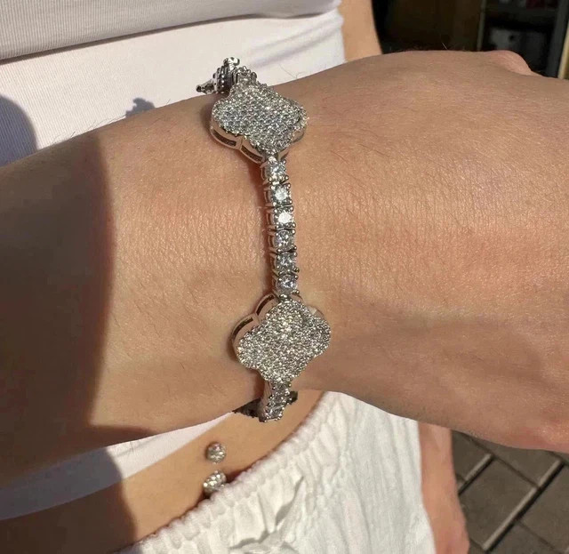 14k White Gold Plated 12TCW Round Cut Lab Created Diamond Men’s Tennis Bracelet