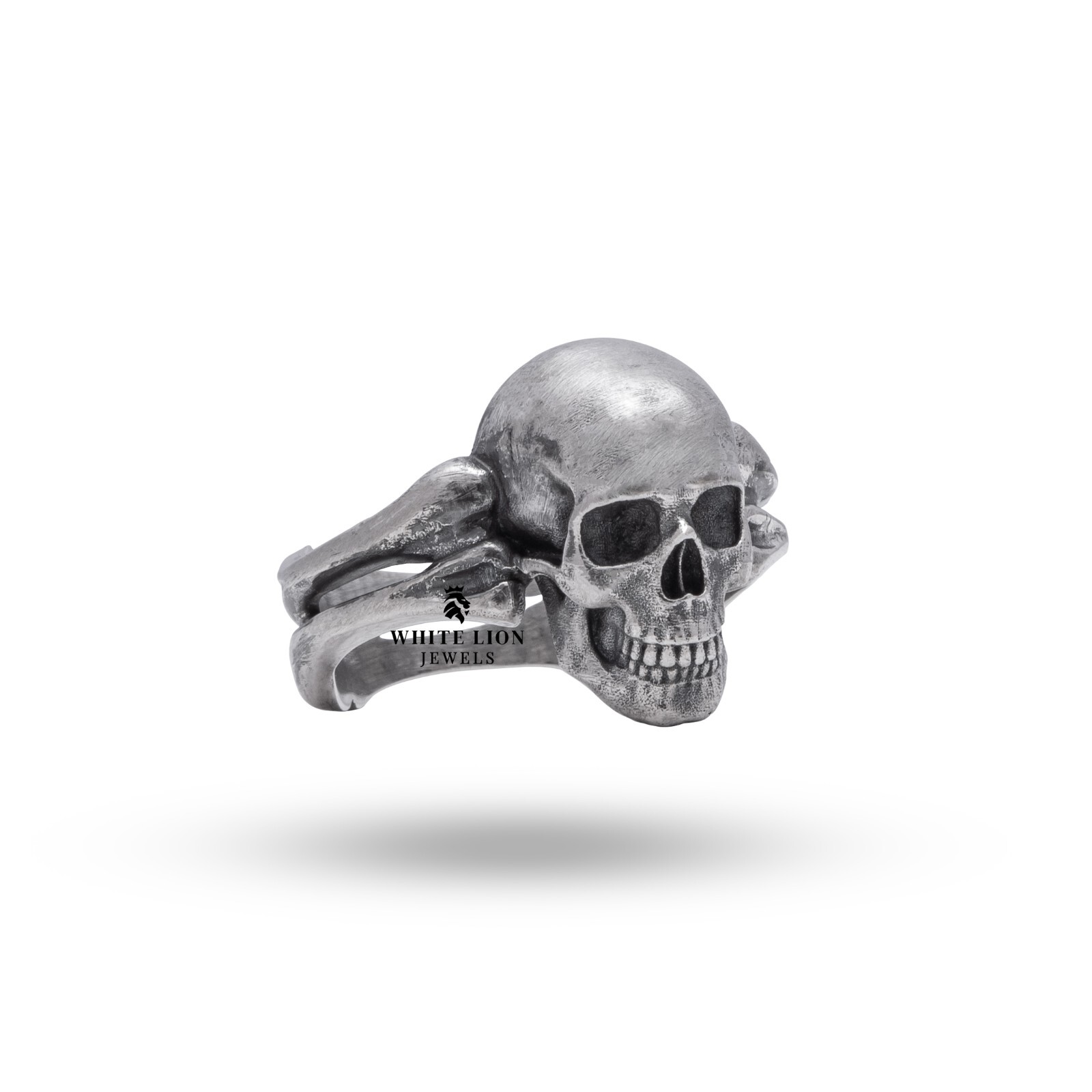 Gothic Bone & Skull Biker Rider 925 Sterling Silver Mens Ring Birthday Gift