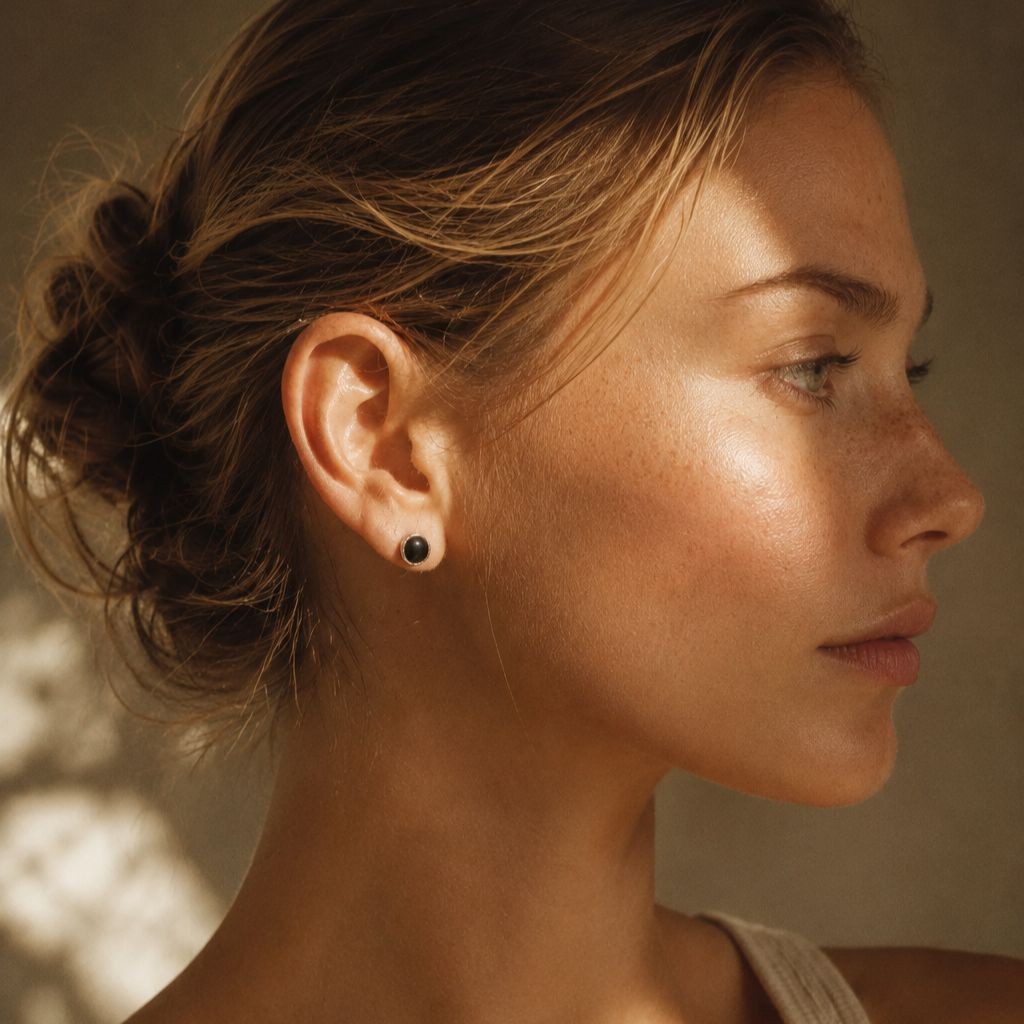925 Sterling Silver Black CZ Stud Earrings Engraved Minimalist Womens Gift