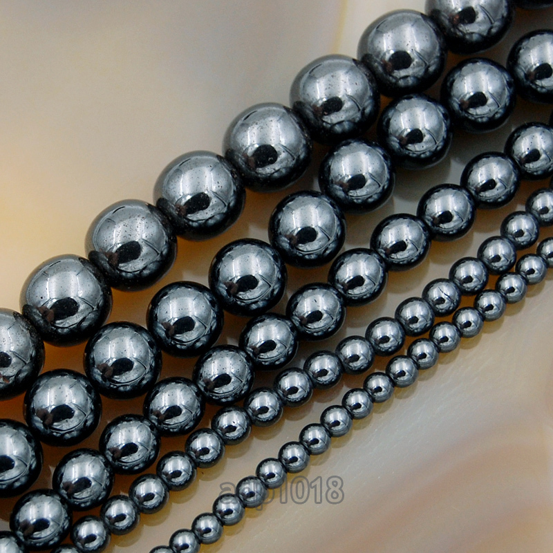 Natural Hematite Gemstone Round Beads 16″ Metallic Color 3mm 4mm 6mm 8mm 10mm