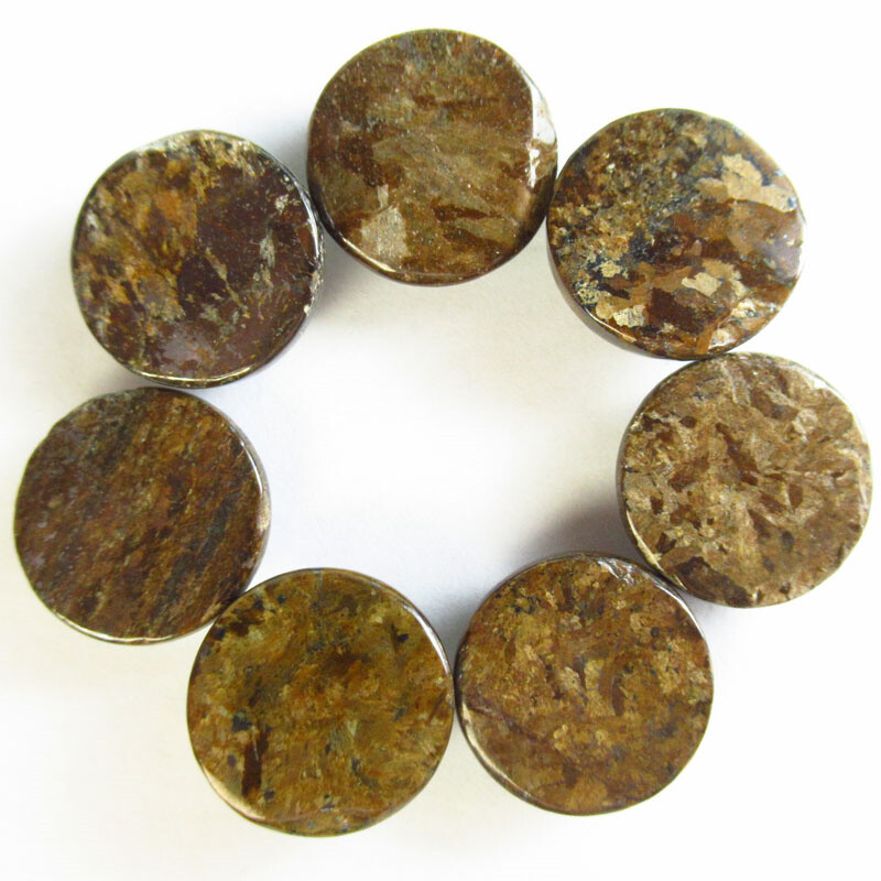 7Pcs 18x7mm Natural Bronzite Round Cab Cabochon B65407