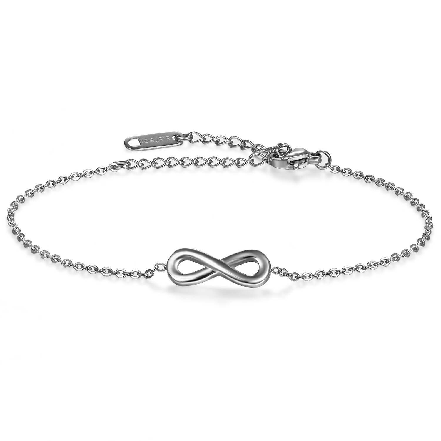 Womens Stainless Steel Charm Love Infinity Adjustable Bracelet Chain Anklet Gift