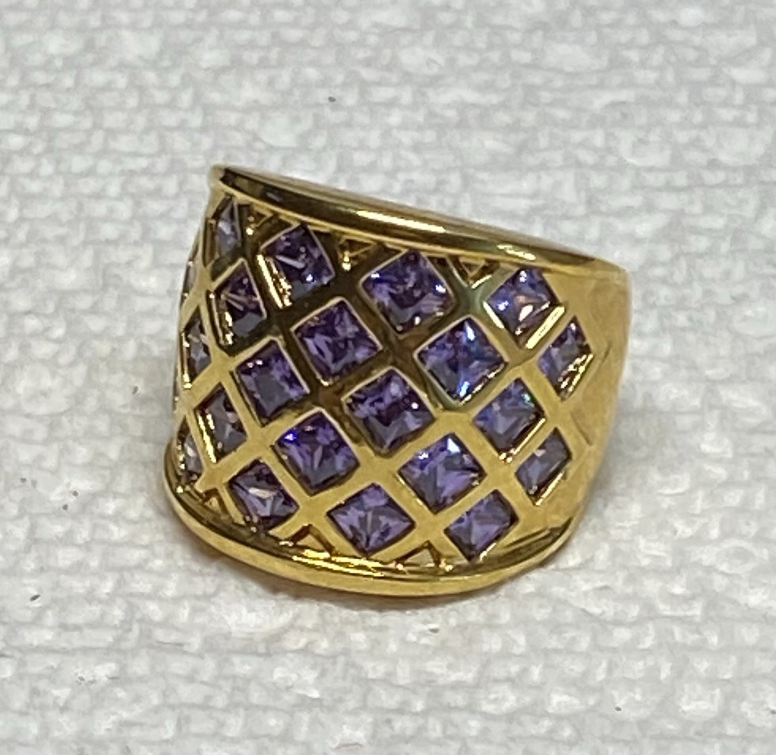 Signed, 925 CZ RS 5 China, Purple Cubic Zirconia, Sterling Ring SZ 5.25