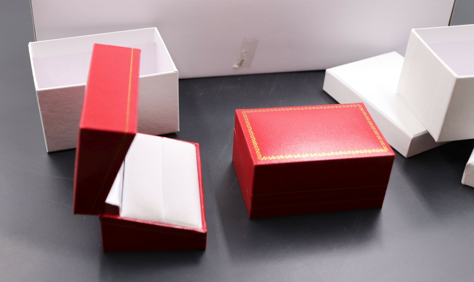 Faux Leather Double Ring Box Red ValentineVolume Pricing JEWELRY PAWN Display