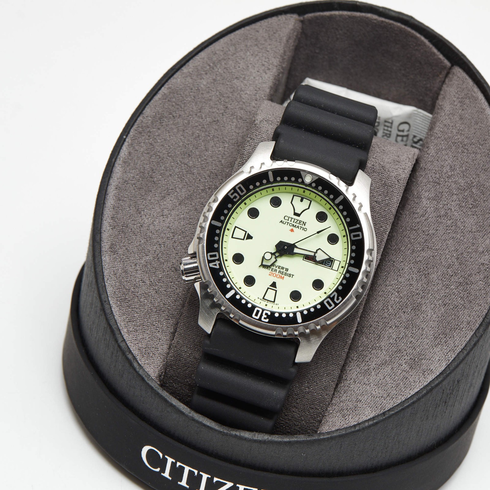 Citizen Promaster NY004009W Luminous Green Dial Stainless Steel Rubber Mens