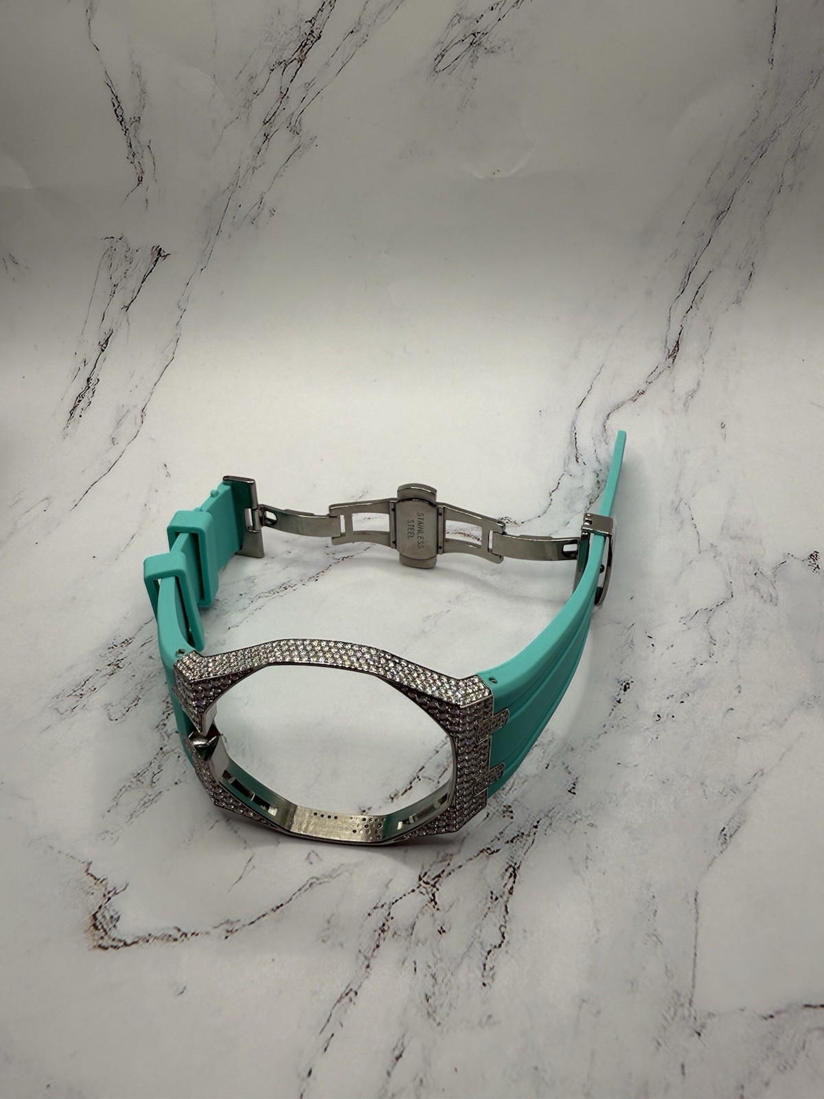 ICED OUT VVS1 Royal Pop conversion kit, 925 SS Bezel, stainless steel clasp