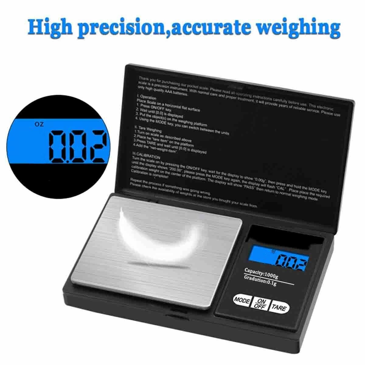 35oz Digital Scale 1000g x 0.1g Jewelry Gold Silver Coin Kitchen Weigh Scales