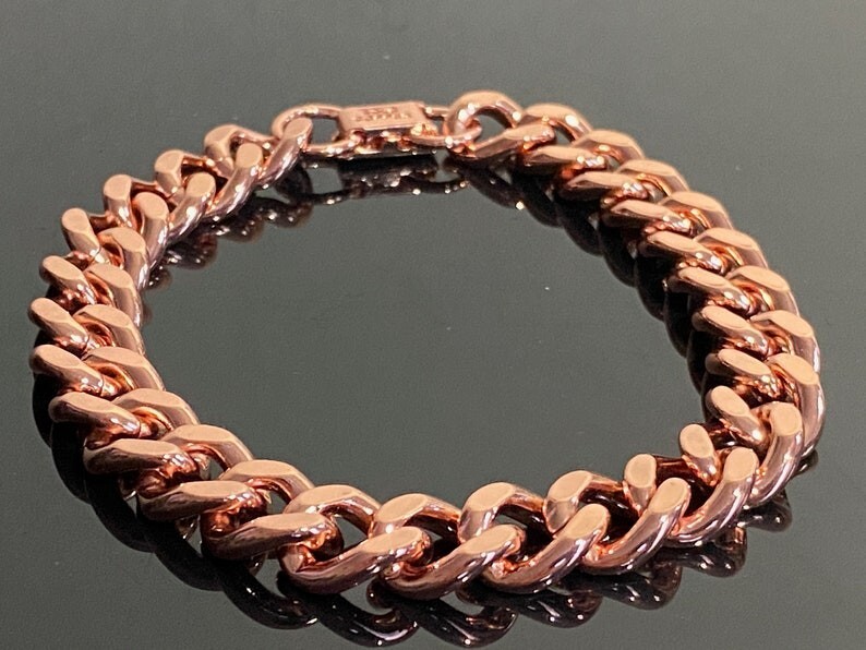 Pure Solid Copper Bracelet Arthritis Cuban Chain Curb Link Rider Bracelet CJ-13