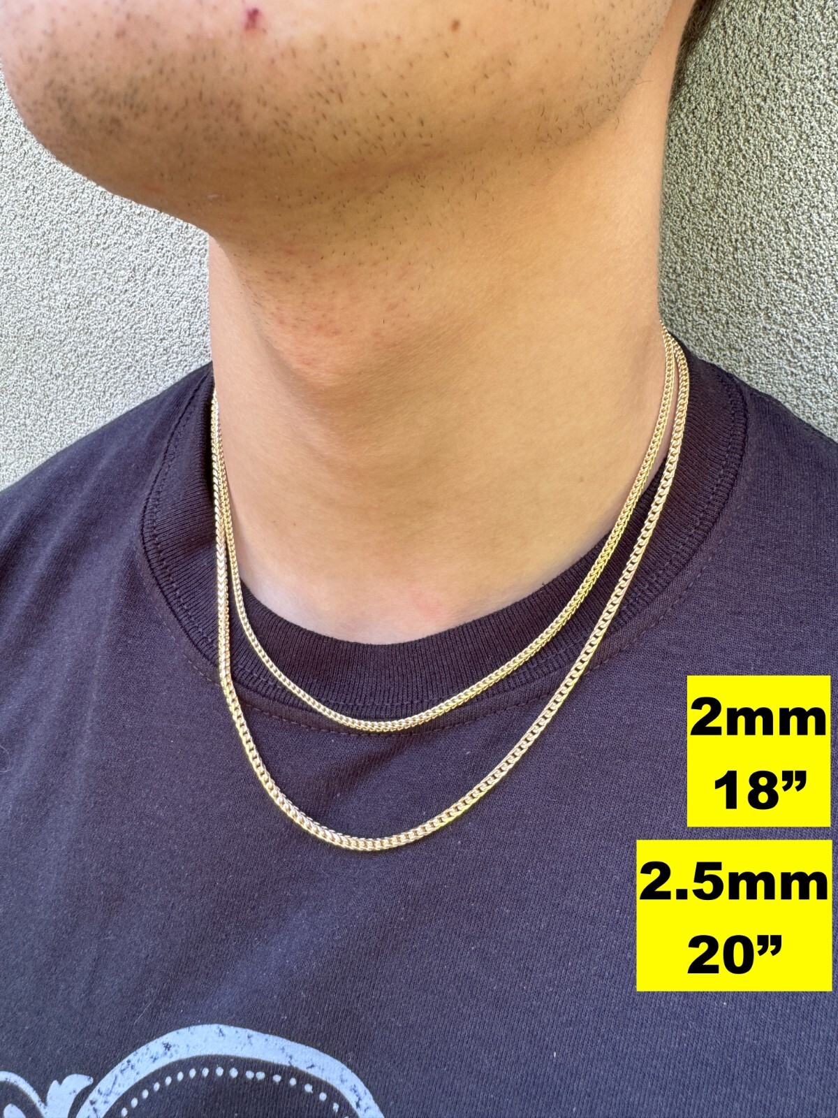Men’s Real 14k Gold Plated Solid 925 Sterling Silver Franco Chain 2-5mm Necklace
