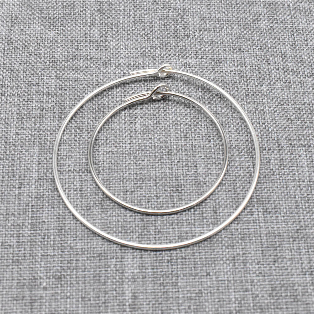 2prs of 925 Sterling Silver Ear Wire Earring Hoops for Jewelry Making 25mm 37mm