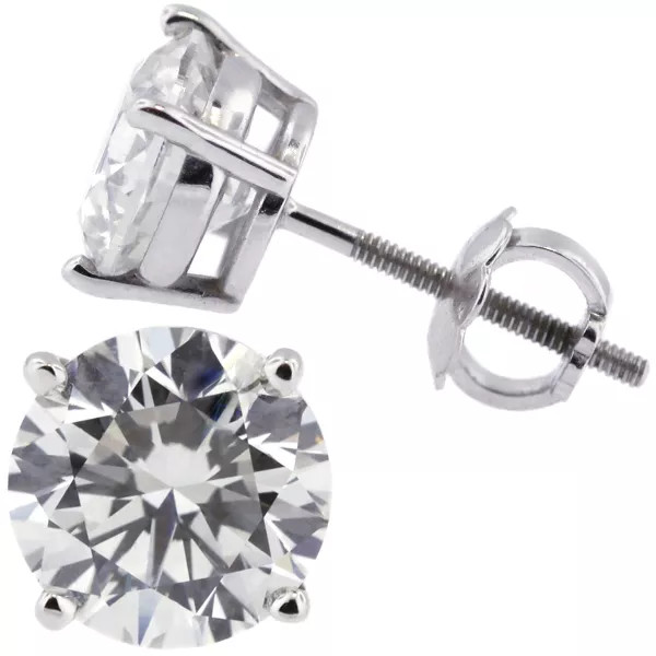 Stud Earrings Solid 14K White Gold Classic 0.50 CT Round Natural Diamond G VS2