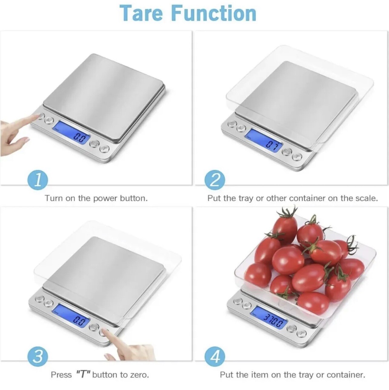 Digital Kitchen Food Scale Weight Balance in Pounds, Grams, Ounces,& KG