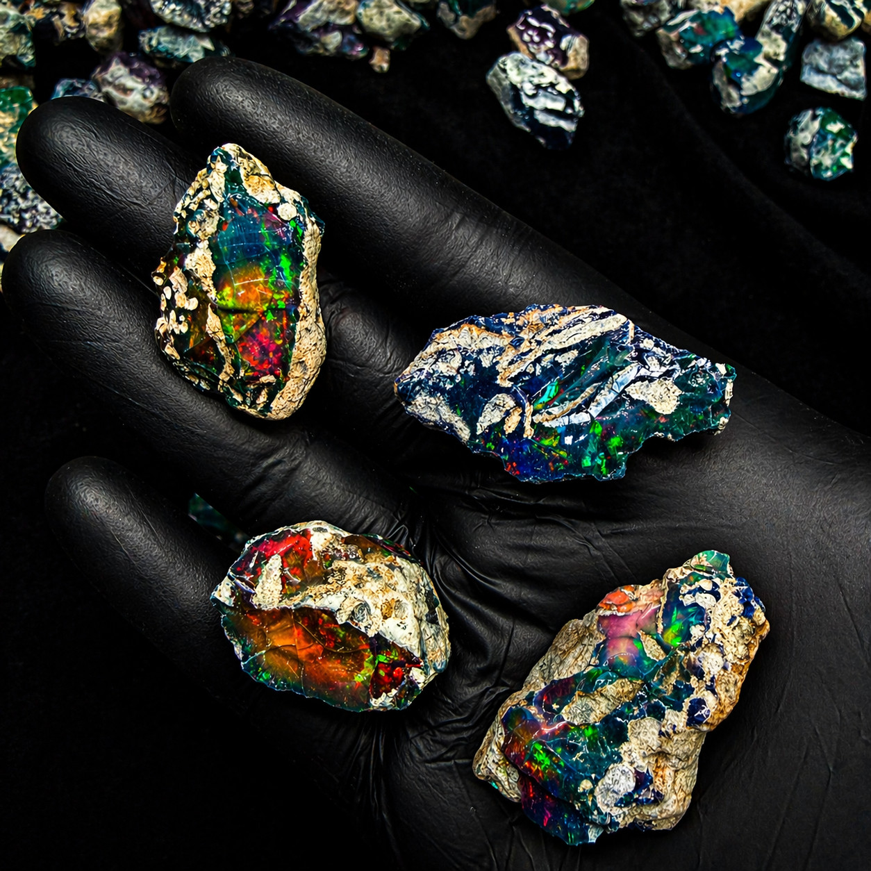 black dry opal rough, Cut grade dry opal large size gemstone, fire raw opal