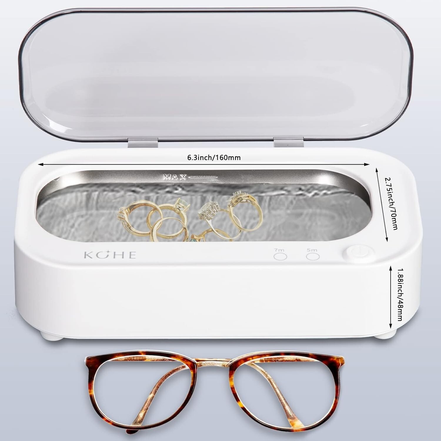 Sonic Jewelry Cleaner- 48Khz Professional Portable Glasses Cleaner Machine