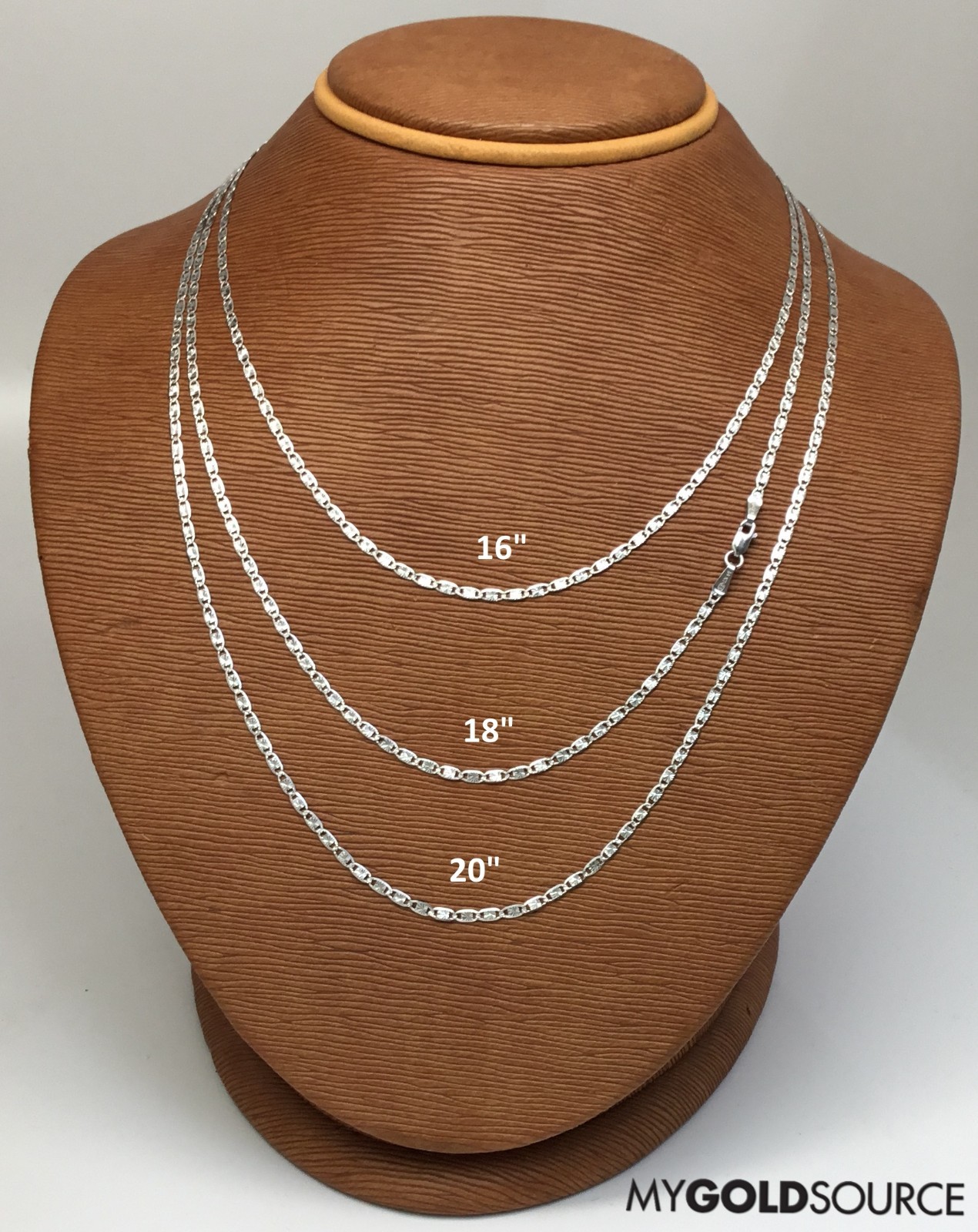 14k Gold Necklace Solid White Gold Valentino Chain 16/18/20 Inches 2.0 MM