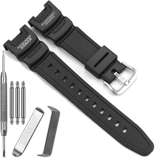 SGW-100 Series Watchband Compatible with Casio SGW100 Black band steel buckle