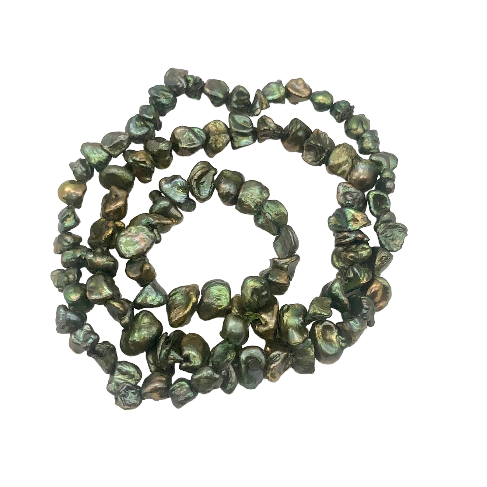 Dragonscale! Green Freshwater Keshi Pearl Strand | 5×3 to 7×4 | 80 + pearls |