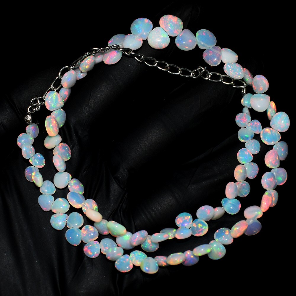 Exclusive 101 Cts World Class Amazing Ethiopian Opal Beaded Necklace VK 14 E711