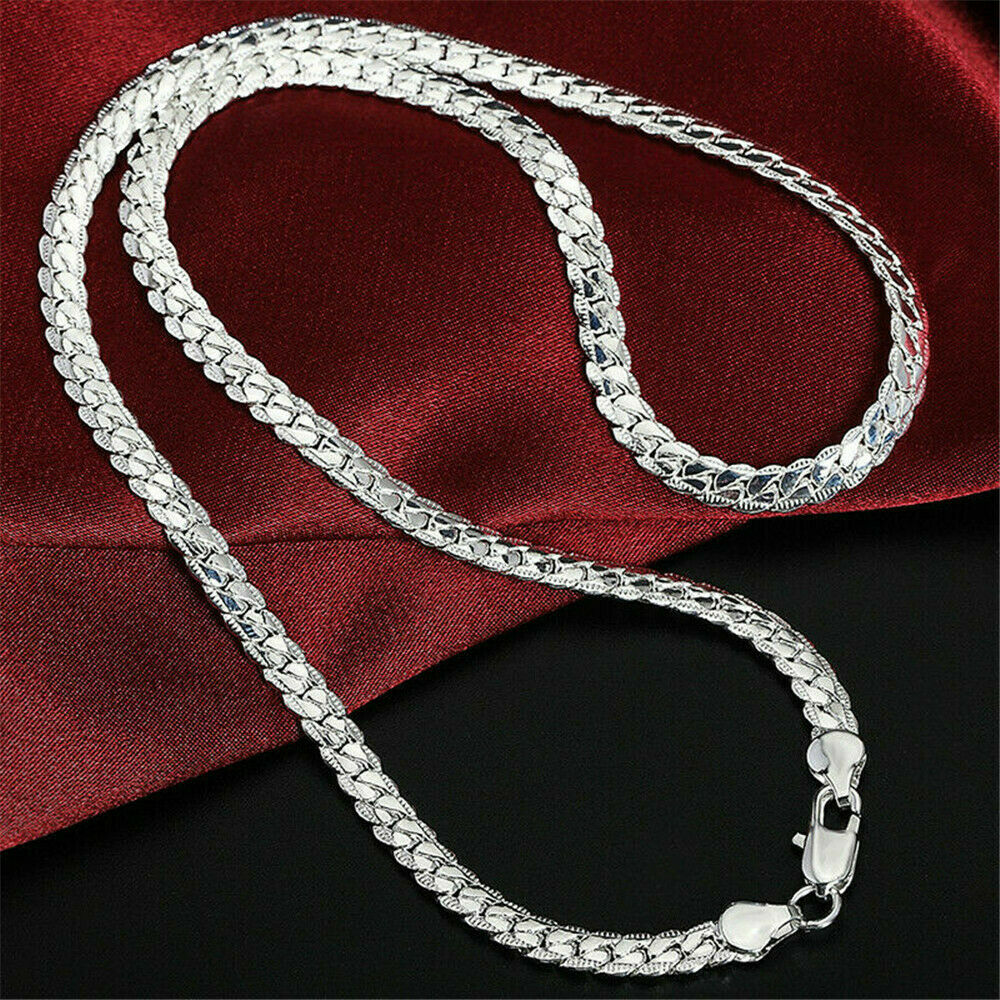 925 Sterling Silver 5mm Wide Snake Flat Chain Mens Womens 20″ Necklace