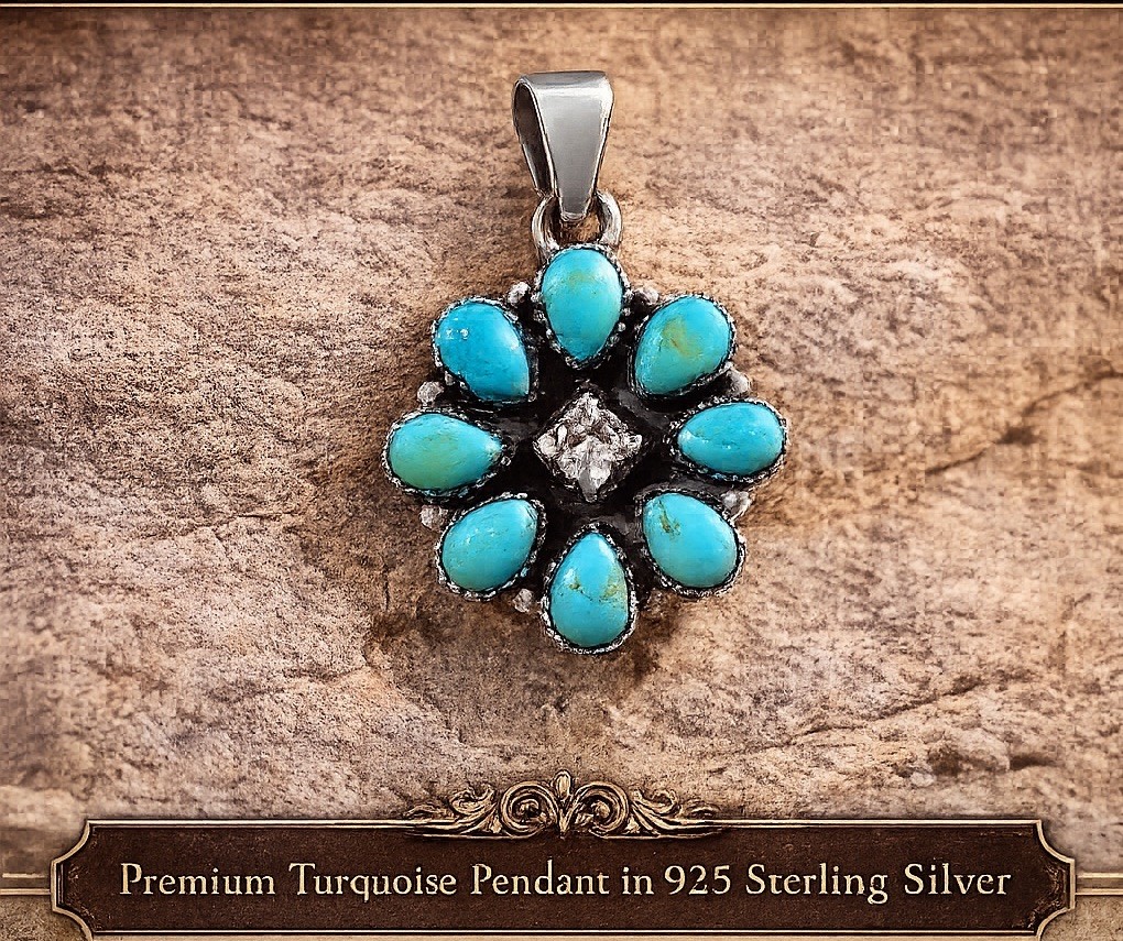 Sterling Turquoise Cluster Pendant New Sterling Silver $168 NWT
