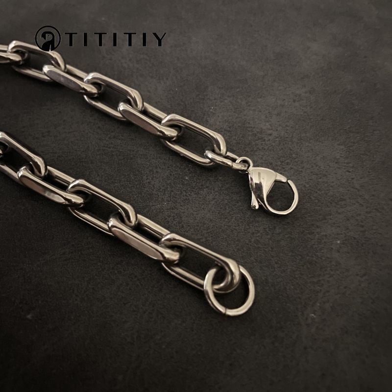 New 8mm Pure Titanium Chain Bracelet Men’s Women Bracelet Anti Allergy 7.9 Inch