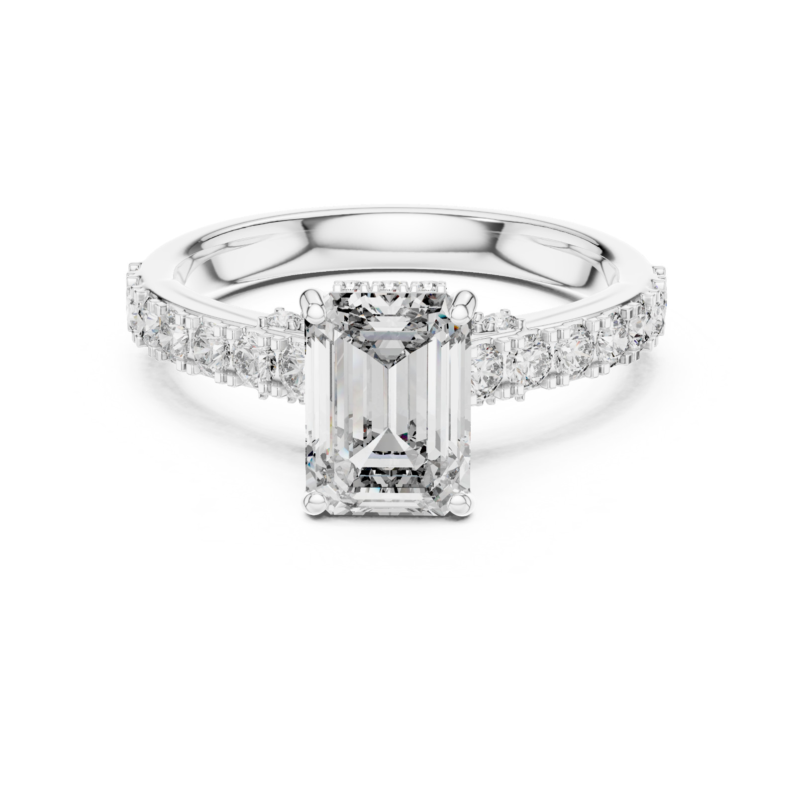 2.50 Ct Emerald Cut Natural Moissanite Engagement Halo Ring 925 Sterling Silver
