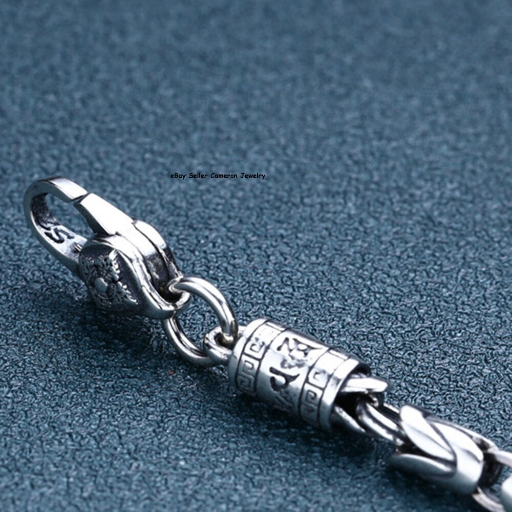 Pure S925 Sterling Silver Chain Solid 4mm Byzantine Link Bracelet 7.1-7.9inch