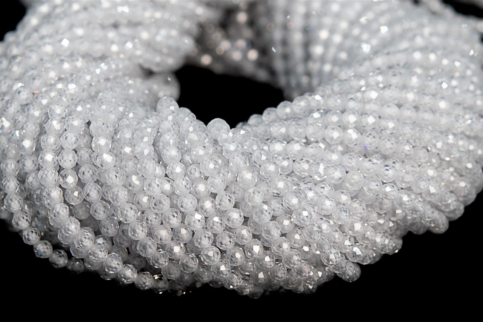 2MM Clear Cubic Zirconia Beads Grade AAA Faceted Round Loose Beads 15″