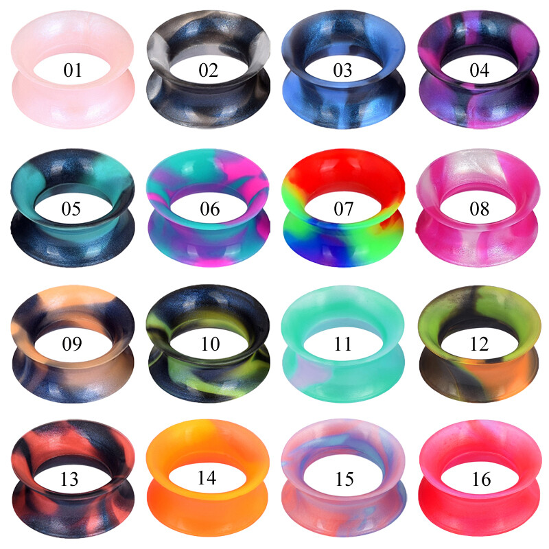16Pairs Thin Silicone Ear Gauges Flesh Tunnels Plugs Earskin Piercing 2g-3/4”